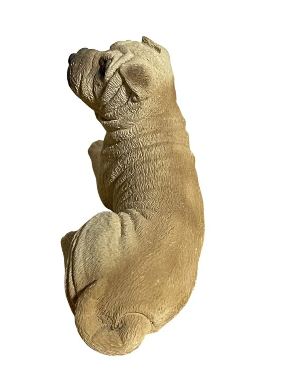 Shar-Pei Puppuy Dog Figurine Hand-Painted Resin Collectible Tan Brown Sculpture